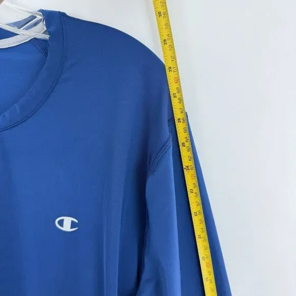 Mens Champion Double Dry Size XL Athletic Navy Blue Shirt Long Sleeves - Picture 14 of 16